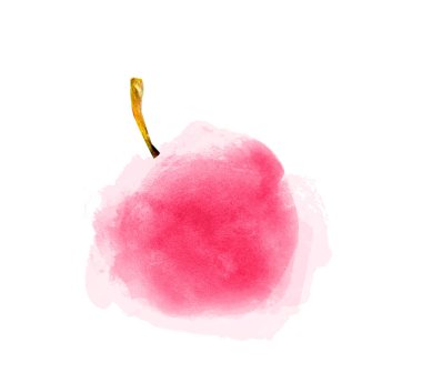 Beyaz üzerine suluboya elma