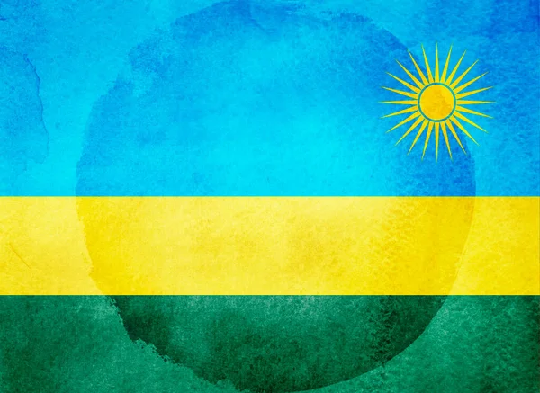 Прапор Водяного Кольору Задньому Плані Руанда — стокове фото