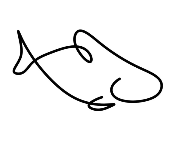 Černá Silueta Ryb Jako Čára Kreslení Bílém Pozadí — Stockový vektor
