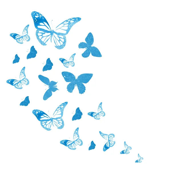 Flock Silhouette Butterflies White — Stock Photo, Image