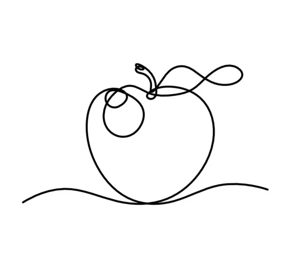 Drawing Line Apple White Background — 스톡 사진