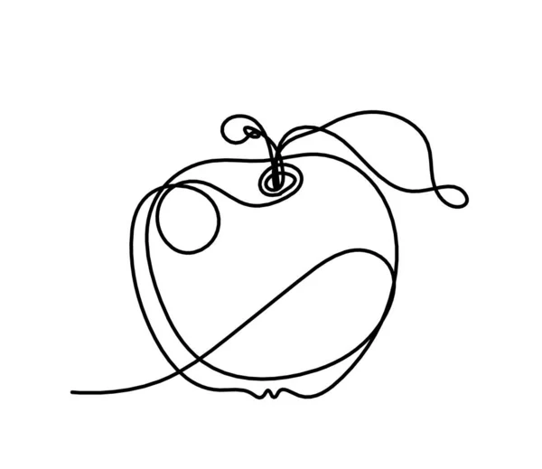 Zeichnungslinie Apfel Auf Weißem Hintergrund — Stockfoto