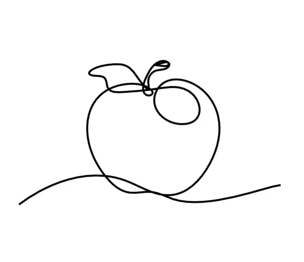 Rysunek Linii Jabłko Białym Tle — Zdjęcie stockowe