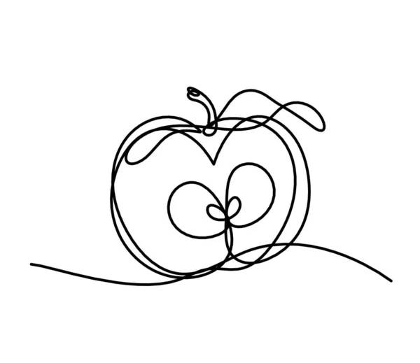 Drawing Line Apple White Background — Stock Photo, Image