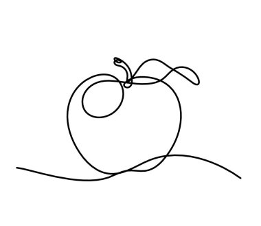 Beyaz arkaplanda elma çizimi