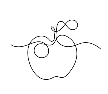 Beyaz arkaplanda elma çizimi