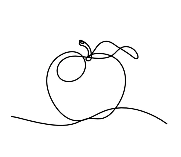 Ligne Dessin Pomme Sur Fond Blanc — Image vectorielle