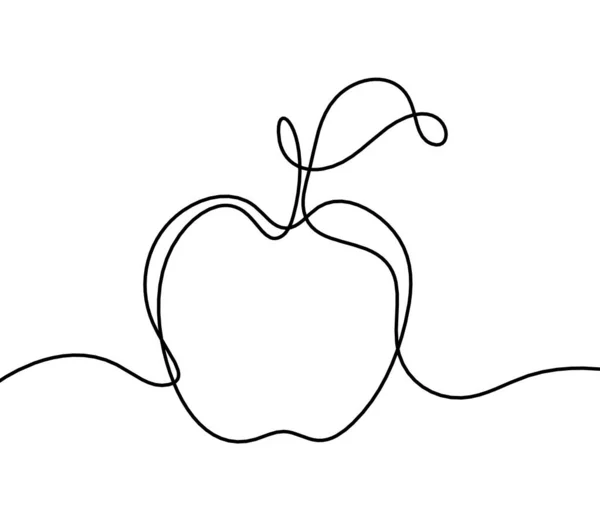 Ritning Linje Äpple Den Vita Bakgrunden — Stock vektor