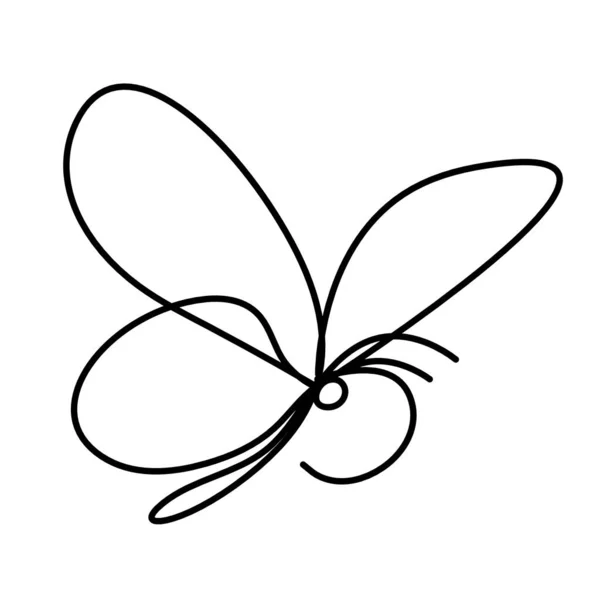 Ikona Motýlí Linie Izolovaná Bílém — Stock fotografie