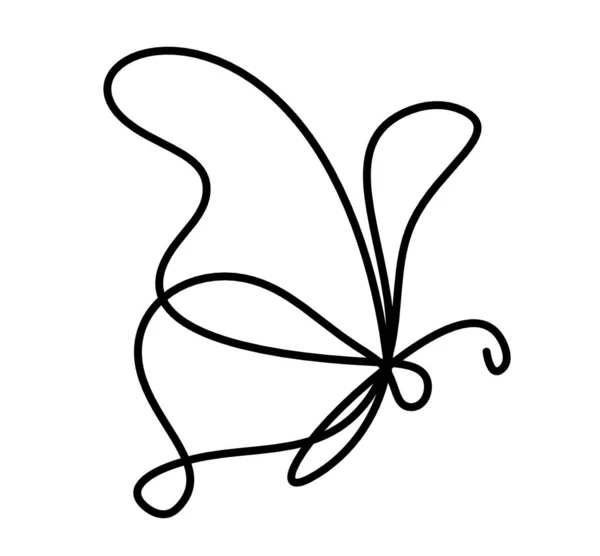 Icono Línea Mariposa Aislado Blanco — Vector de stock