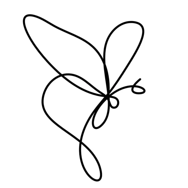 Icono Línea Mariposa Aislado Blanco — Vector de stock