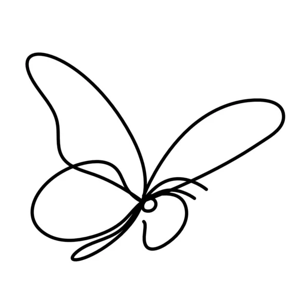 Icono Línea Mariposa Aislado Blanco — Vector de stock