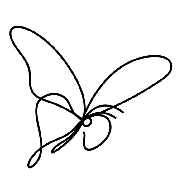 Icono Línea Mariposa Aislado Blanco — Vector de stock