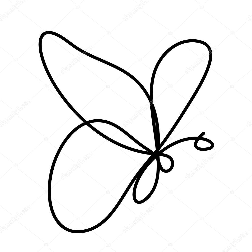 Butterfly line icon, isolated on the white