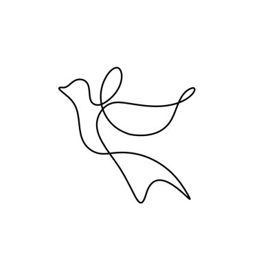 Soyut kuşların silueti beyaz çizgide