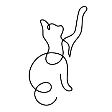 Soyut kedi silueti beyaz üzerine çizim sırasında
