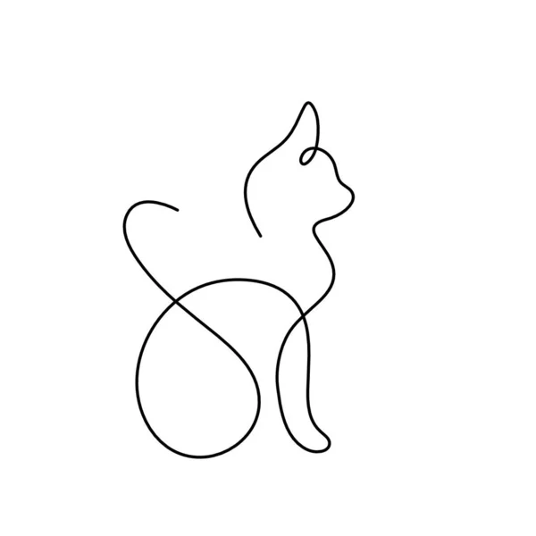 Silhouette Gatto Astratto Linea Disegno Bianco — Foto Stock