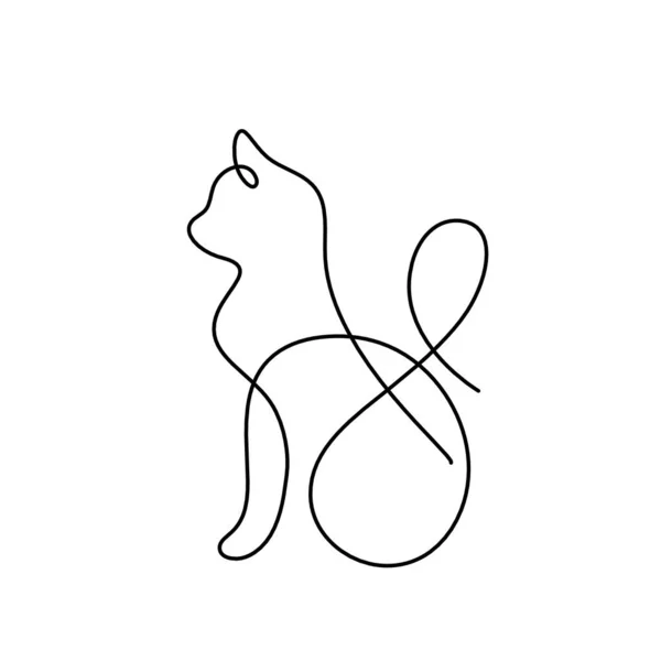 Silhouette Gatto Astratto Linea Disegno Bianco — Foto Stock