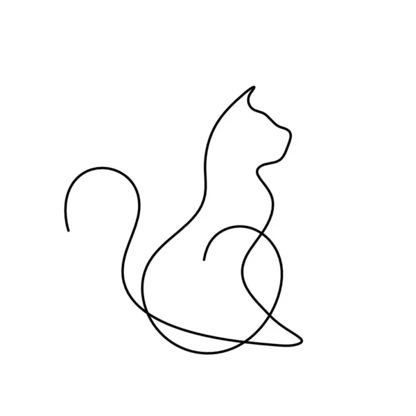 Soyut Kedi Silueti Beyaz Üzerine Çizim Sırasında — Stok fotoğraf