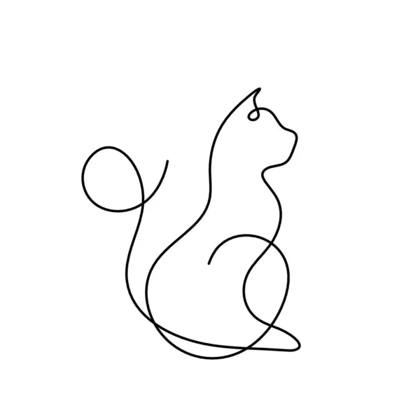 Silhueta Gato Abstrato Linha Desenho Branco — Fotografia de Stock