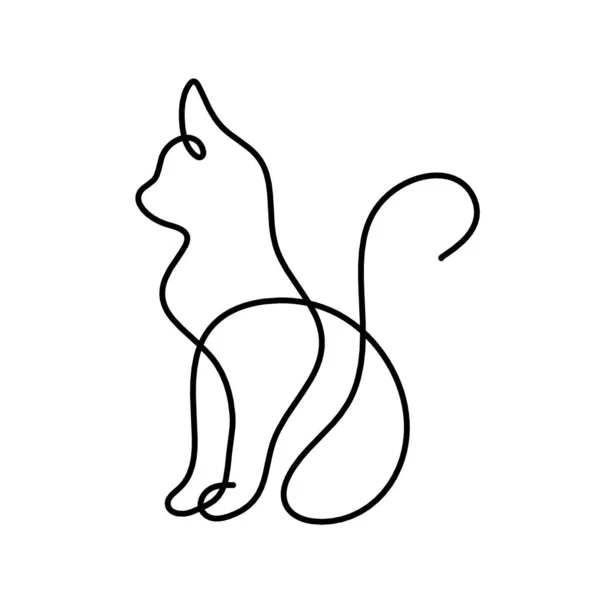 Silhouette Chat Abstrait Ligne Dessin Sur Blanc — Photo