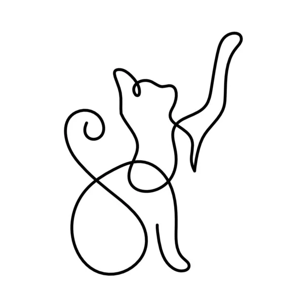 Silhouette Gatto Astratto Linea Disegno Bianco — Foto Stock