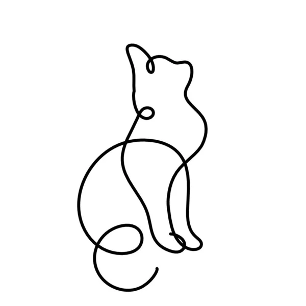 Silhouette Abstract Cat Line Drawing White — Stock Vector
