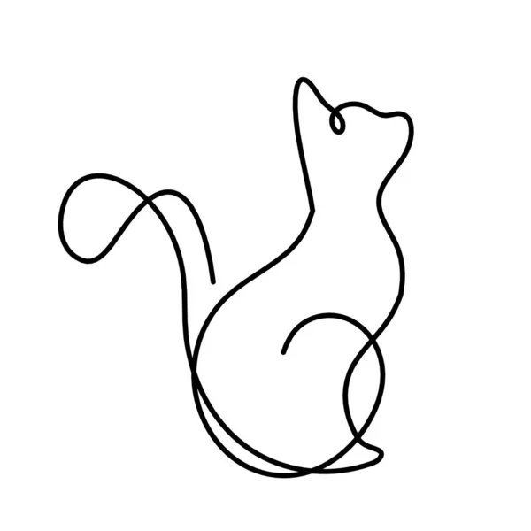 Silhouette Chat Abstrait Ligne Dessin Sur Blanc — Image vectorielle