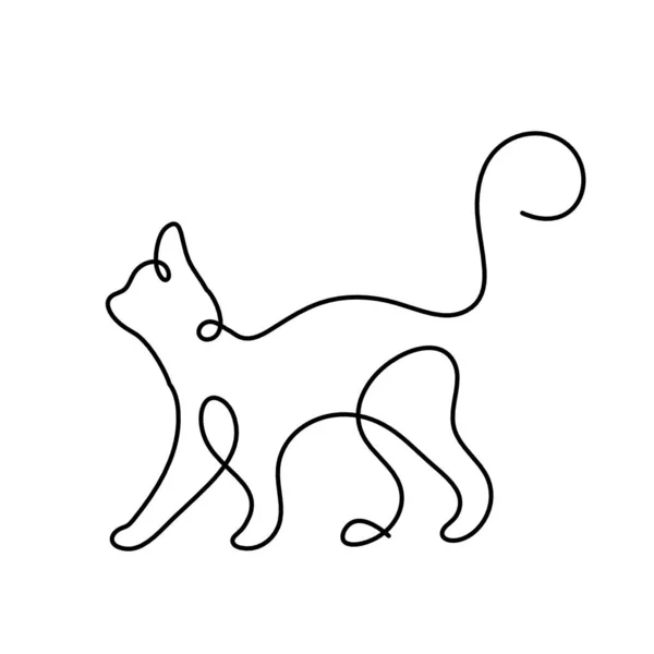 Silueta Abstraktní Kočky Čáře Kresby Bílém — Stockový vektor