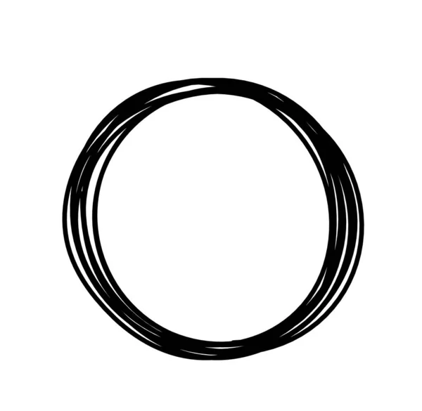 Streszczenie Czarny Okrąg Jako Linia Rysunek Białym Jak Tło — Zdjęcie stockowe
