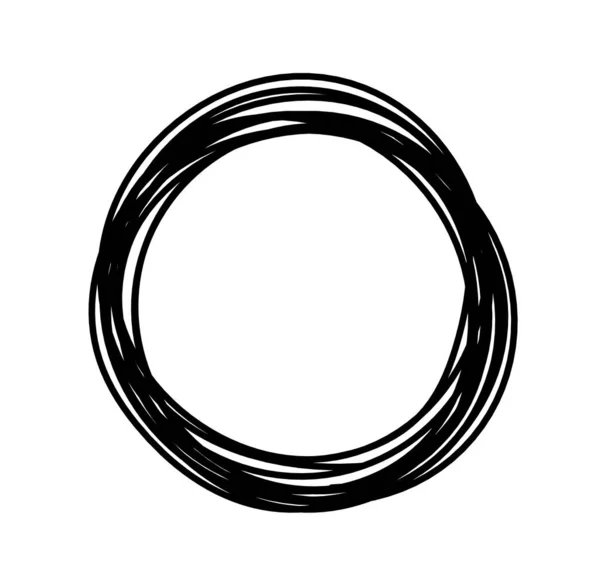 Círculo Negro Abstracto Como Dibujo Línea Sobre Blanco Como Fondo —  Fotos de Stock