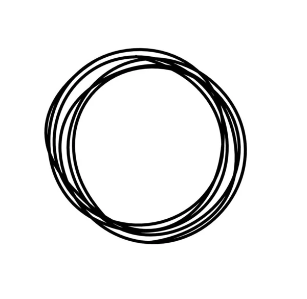 Cercle Noir Abstrait Comme Dessin Ligne Sur Fond Blanc — Image vectorielle