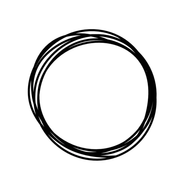 Círculo Negro Abstracto Como Dibujo Línea Sobre Blanco Como Fondo — Vector de stock