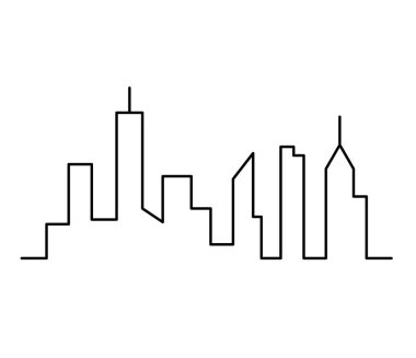 Beyaz üzerine sürekli çizgiler çizen soyut panoramik manzara