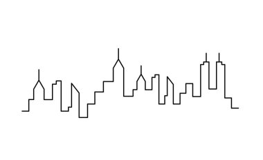 Beyaz üzerine sürekli çizgiler çizen soyut panoramik manzara