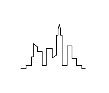 Beyaz üzerine sürekli çizgiler çizen soyut panoramik manzara