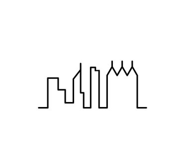 Beyaz üzerine sürekli çizgiler çizen soyut panoramik manzara