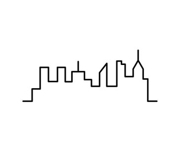 Beyaz üzerine sürekli çizgiler çizen soyut panoramik manzara