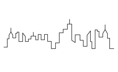 Beyaz üzerine sürekli çizgiler çizen soyut panoramik manzara