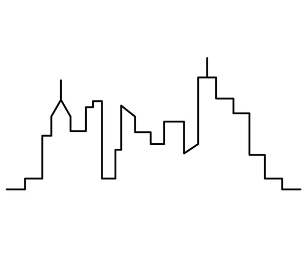 Paysage Panoramique Abstrait Comme Lignes Continues Dessinant Sur Blanc — Image vectorielle
