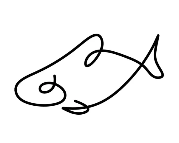 Black Silhouette Fish Line Drawing White Background — Stock Photo, Image