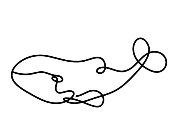 Silhouette Whale Line Drawing White Background — Stock Photo, Image