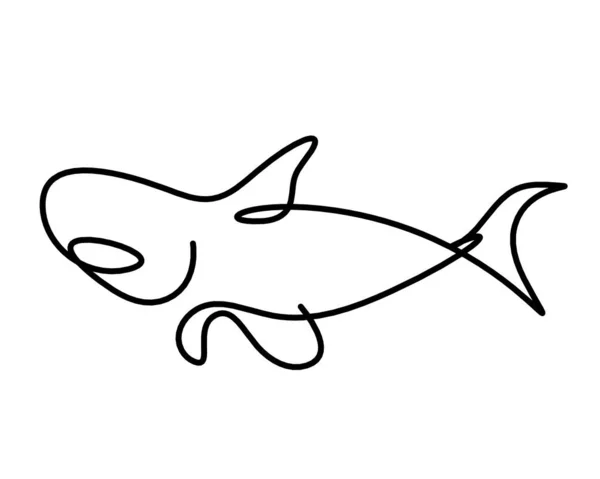 Silhouette Shark Line Drawing White Background — Stock Photo, Image