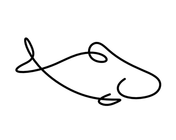Silhueta Peixe Como Linha Desenho Sobre Fundo Branco — Fotografia de Stock