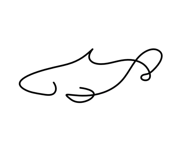 Silhouette Pesce Come Linea Disegno Sfondo Bianco — Foto Stock