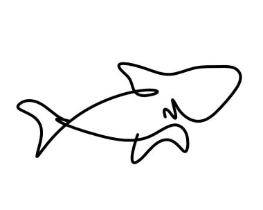Beyaz arkaplanda çizgi olarak balık silueti