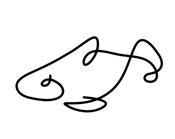 Чорний Силует Риби Лінія Малювання Білому Тлі — стоковий вектор