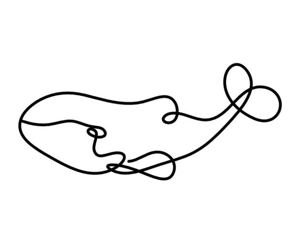Σιλουέτα Της Φάλαινας Σχέδιο Γραμμή Λευκό Φόντο — Διανυσματικό Αρχείο