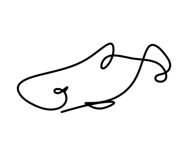 Silueta Pescado Como Dibujo Línea Sobre Fondo Blanco — Vector de stock