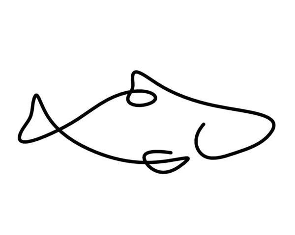 白地に線画としての魚のシルエット — ストックベクタ